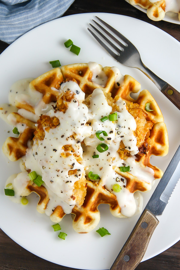 Oven Fried Chicken With Waffles And White Gravy Baker By Nature