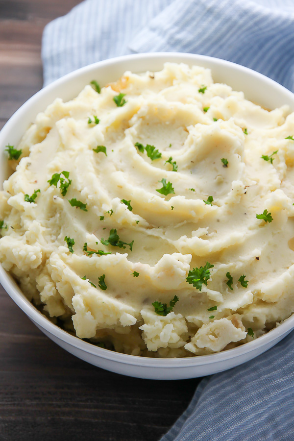 Roasted Garlic and Caramelized Onion Mashed Potatoes - Baker by Nature