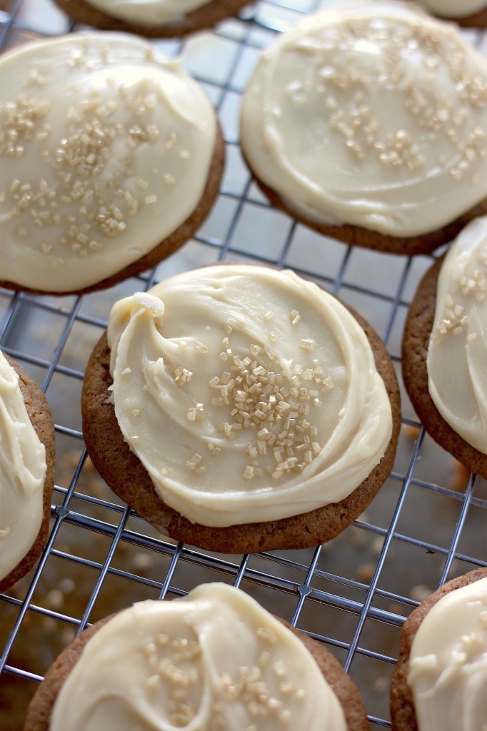 Eggnog frosted gingerbread cookies are perfect for any Christmas cookie tray!