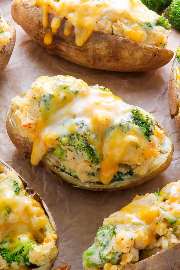 Broccoli and Cheddar Twice-Baked Potatoes - Baker by Nature