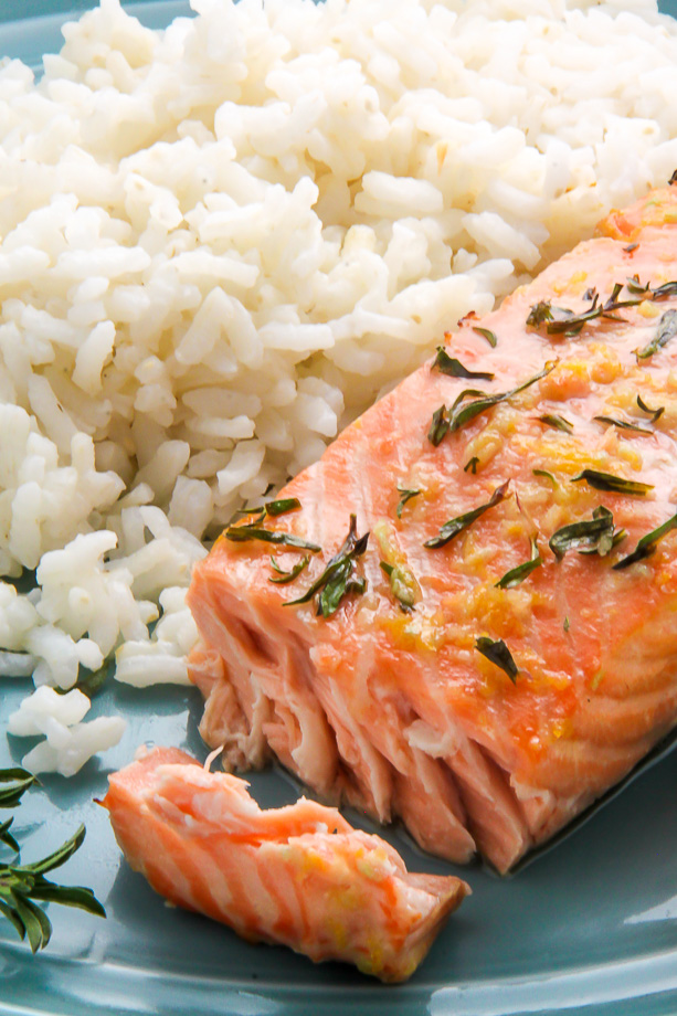 Flavorful lemon, garlic, and thyme baked salmon ready in just 20 minutes!