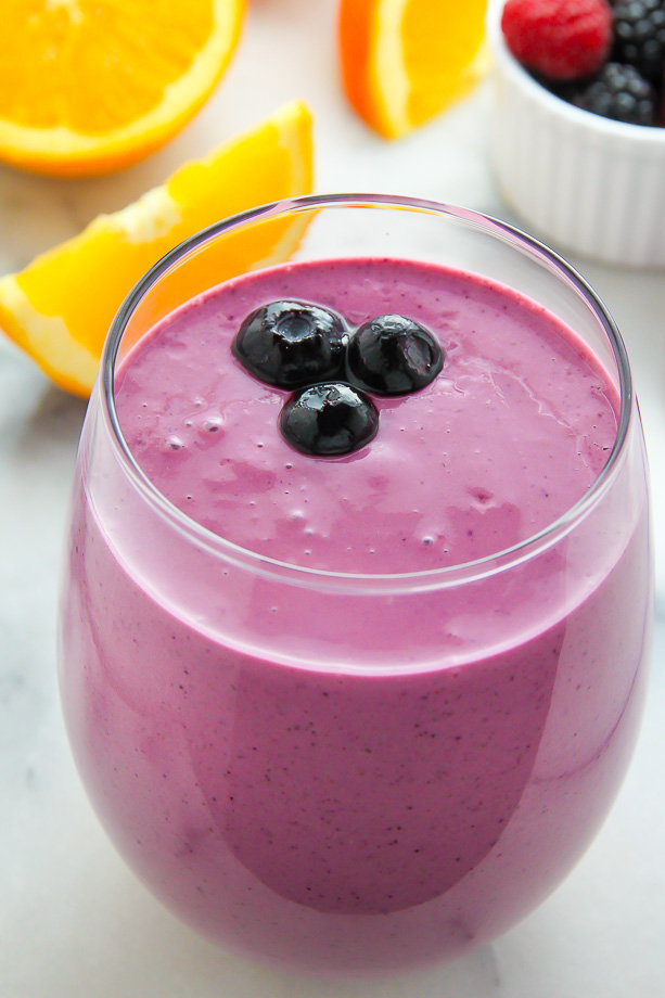 Bright citrus, juicy berries, and creamy cottage cheese. Three of my favorite things in one drink!
