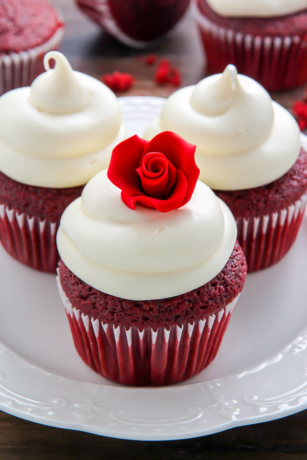 Supremely moist red velvet cupcakes topped with luscious cream cheese frosting - made in just ONE bowl!