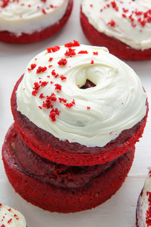 Red velvet donuts topped with cream cheese frosting! Bonus: They're ready in just 20 minutes.