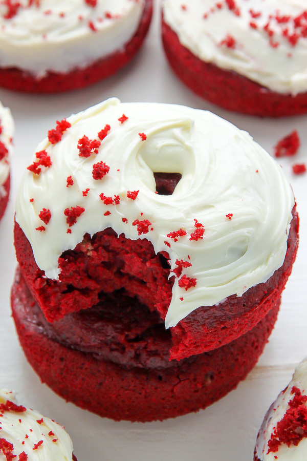 Red velvet donuts topped with cream cheese frosting! Bonus: They're ready in just 20 minutes.