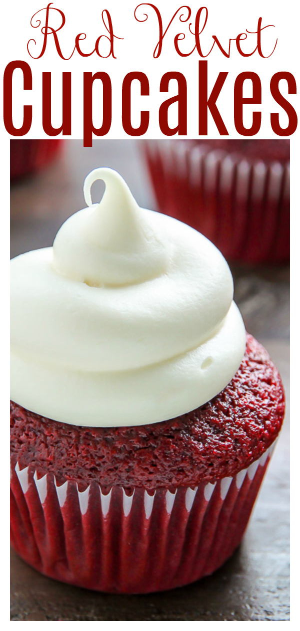If you like red velvet, you're going to LOVE these light and fluffy red velvet cupcakes! Topped with luscious cream cheese frosting, they're so delicious!