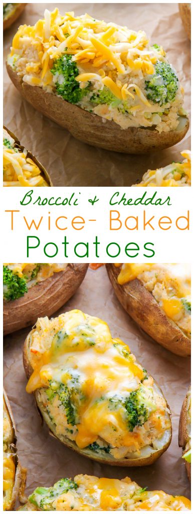 AMAZING FLAVOR! Crispy broccoli and cheddar twice-baked potatoes are comfort food at its best. Click through for the recipe and step-by-step photos.