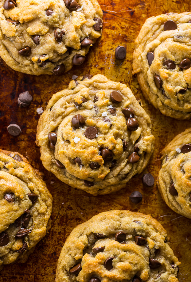 These Vegan Chocolate Chip Cookies are thick, chewy, and loaded with gooey chocolate. No one will guess they're vegan!