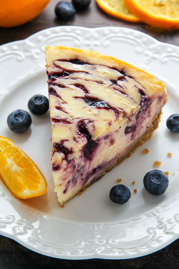 Lemon Blueberry Swirl Cheesecake - Baker by Nature