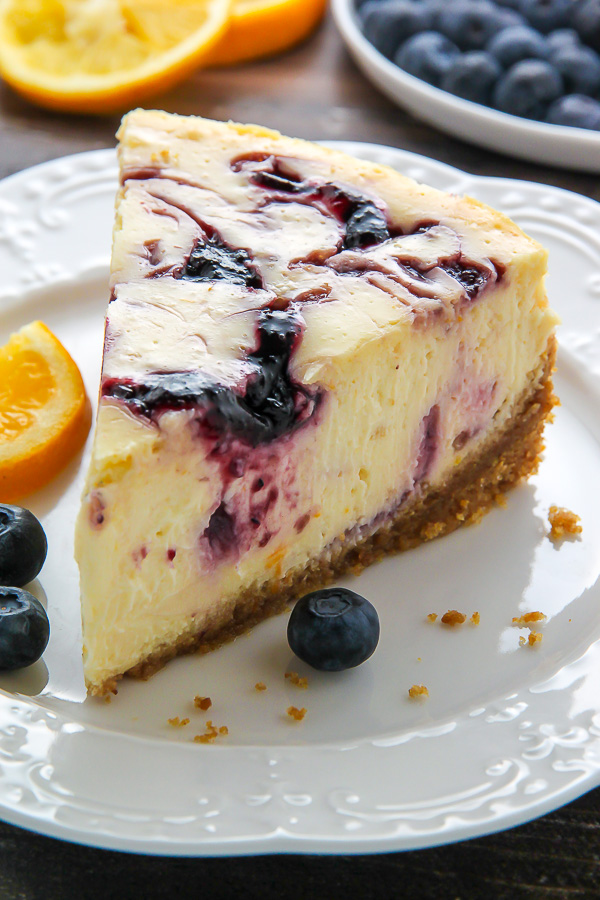 Lemon Blueberry Swirl Cheesecake - Baker by Nature