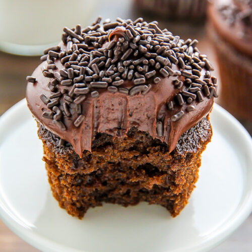 Old-fashioned chocolate buttermilk cupcakes topped with a generous swirl of homemade chocolate frosting. A timeless classic!