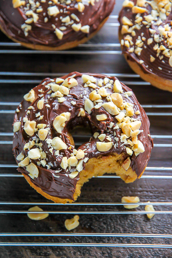Each bite of these chocolate glazed peanut butter donuts is pure nirvana. Ready in just 20 minutes!!!