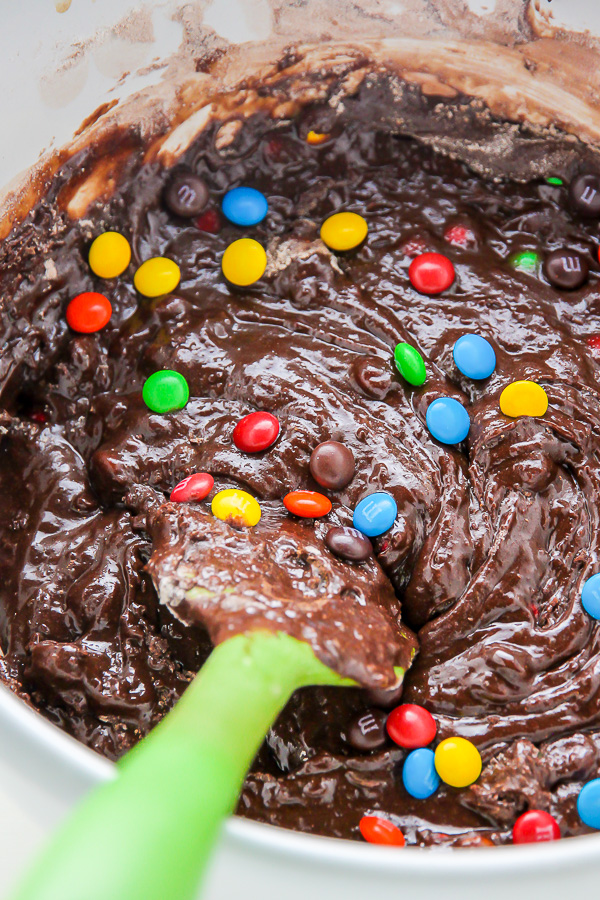 Thick and chewy soft batch chocolate cookies loaded with rainbow M&Ms and gooey chocolate chips!