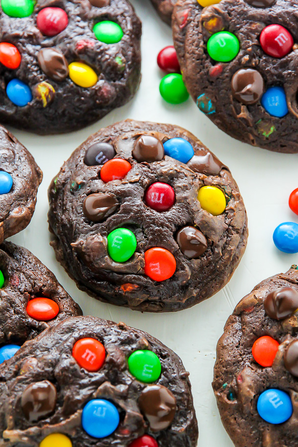 Soft Batch Chocolate M&M Cookies - Baker by Nature