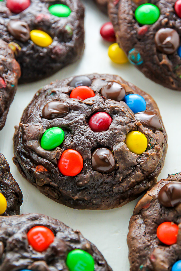 Soft Batch Chocolate M&amp;M Cookies - Baker by Nature