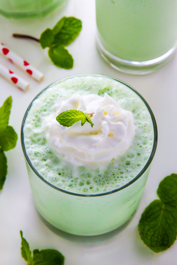 A super easy homemade version of the famous Shamrock Shake! Sweet, creamy, minty goodness in every sip.