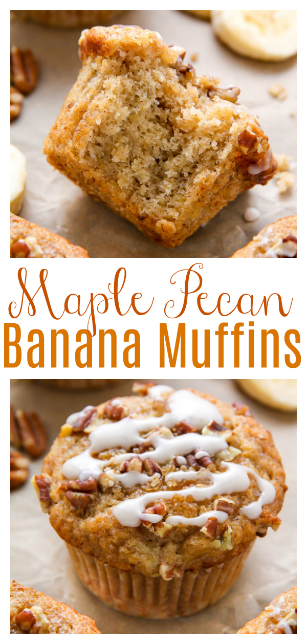 There's nothing like biting into one of these freshly baked maple pecan banana muffins! Easy, simple, homemade goodness in less than 30 minutes. These maple pecan muffins are a hit with the whole family!