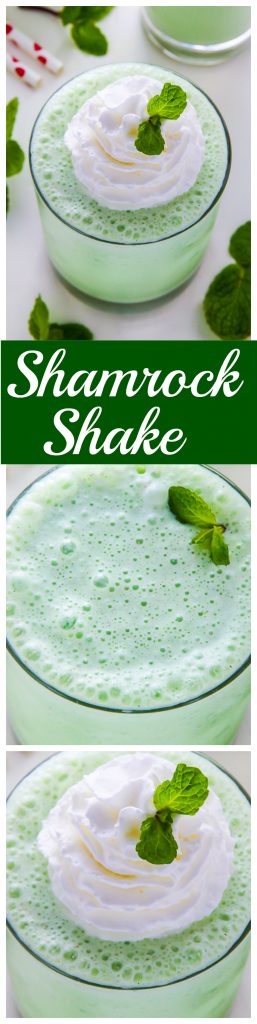 A super easy homemade version of the famous Shamrock Shake! Sweet, creamy, minty goodness in every sip.