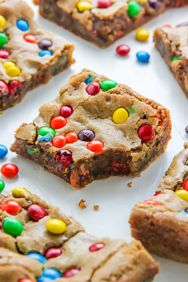 Chewy Brown Butter M&M Blondies - Baker by Nature