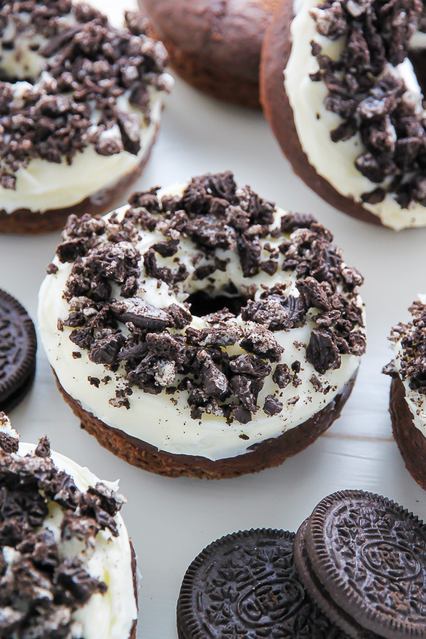 Oreo Cookies and Cream Donuts are baked, not fried, and ready in just 20 minutes! 