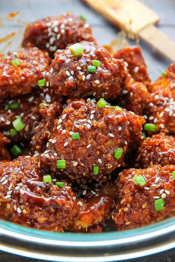 Crispy, saucy, and supremely flavorful Sesame chicken! Oven baked and ready in less than an hour.