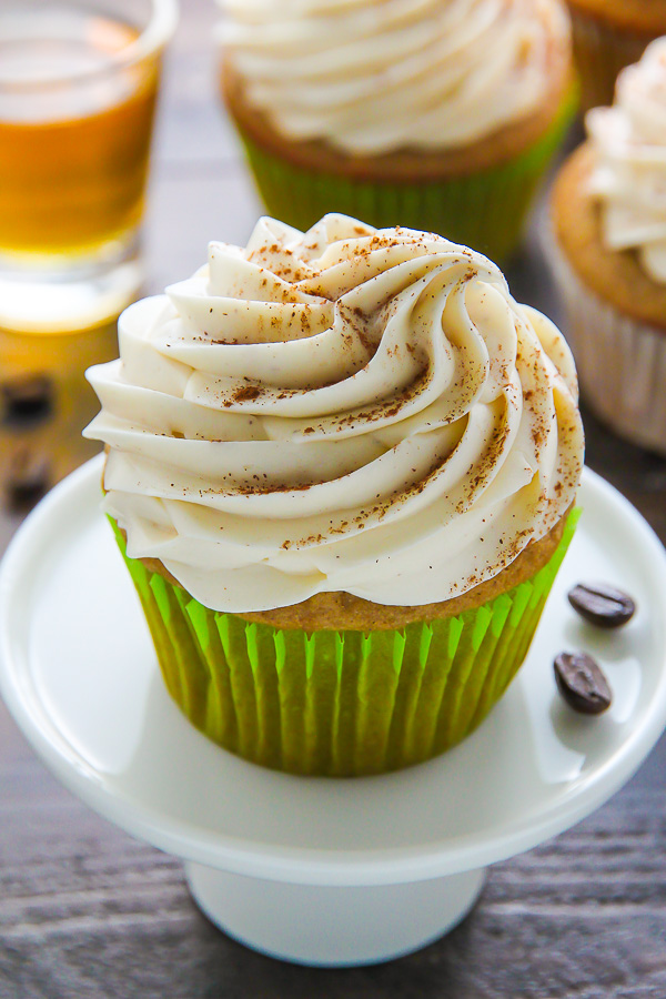 Supremely moist Irish coffee cupcakes topped with boozy buttercream! This one is for adults only
