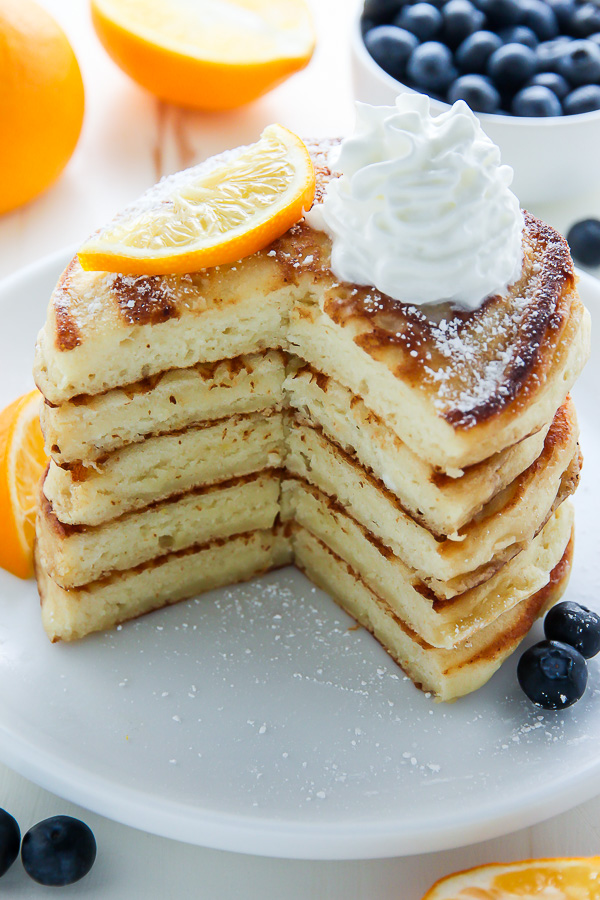 Super soft and fluffy Lemon Ricotta Pancakes made from scratch! Bonus: This recipe is freezer friendly.