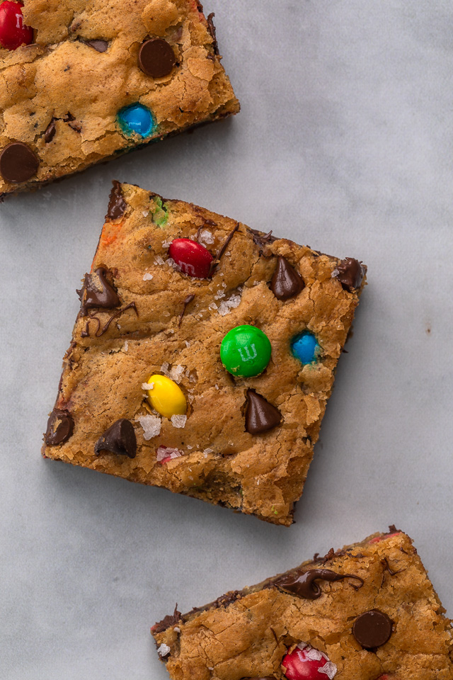 Brown butter blondies with salted caramel M&M's recipe