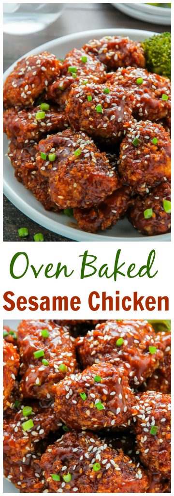 Crispy, saucy, and supremely flavorful Sesame chicken! Oven baked and ready in less than an hour.