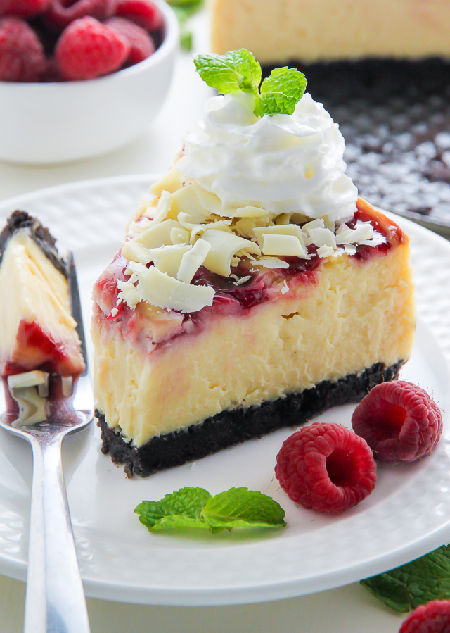 White Chocolate Raspberry Cheesecake - Baker by Nature