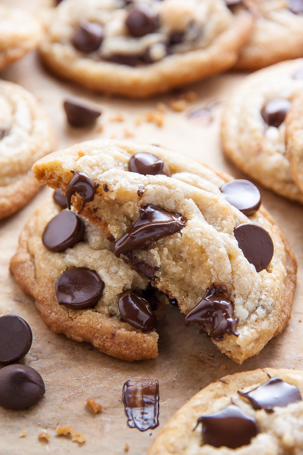 Coconut Oil Chocolate Chip Cookies with soft centers and crispy edges! The best part? No cookie dough chilling required! Just roll and bake.