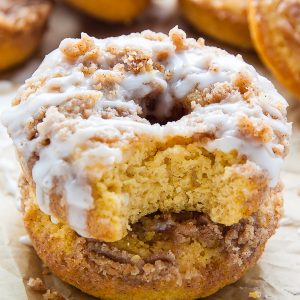 Baked, not fried, these Coffee Cake Donuts are ready in less than 30 minutes! The Vanilla Glaze makes them irresistible!