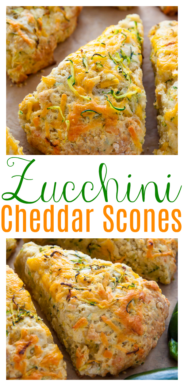 My favorite savory scones are loaded with sharp cheddar cheese and fresh zucchini! Who knew veggies could taste this good!? If you have leftover zucchini, try these zucchini cheddar scones!