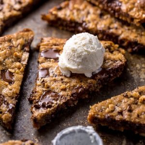 These thick and chewy brown butter espresso toffee blondies loaded with toffee are made in one bowl! So easy and SO delicious!