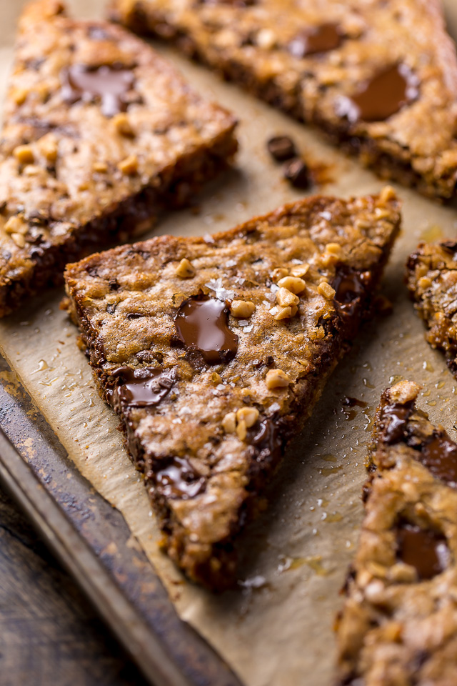 These thick and chewy brown butter espresso toffee blondies loaded with toffee are made in one bowl! So easy and SO delicious!