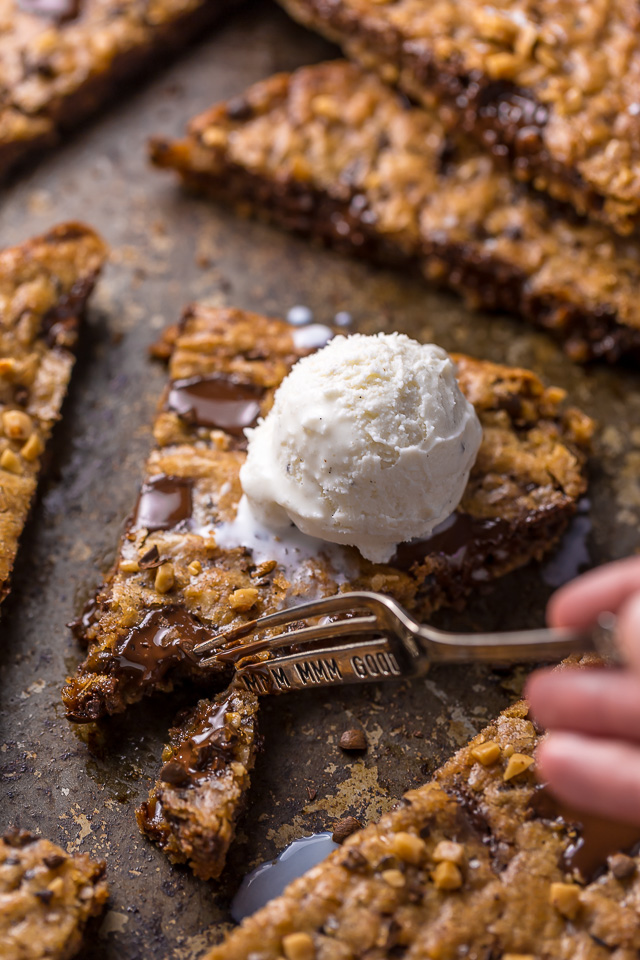 These thick and chewy brown butter espresso toffee blondies loaded with toffee are made in one bowl! So easy and SO delicious!