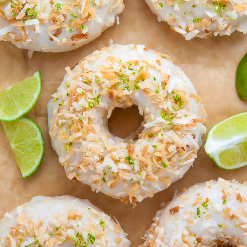 Fluffy and flavorful Key Lime Coconut Donuts are baked, not fried, and ready in less than 30 minutes!