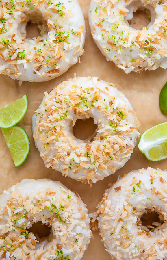 Fluffy and flavorful Key Lime Coconut Donuts are baked, not fried, and ready in less than 30 minutes!