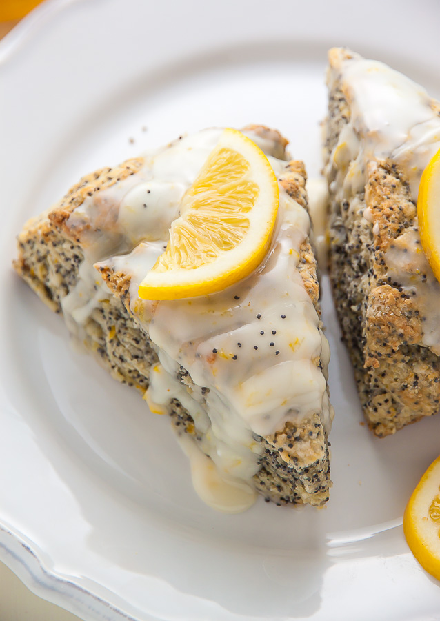 Classic and crumbly Meyer Lemon Poppy Seed Scones. The sunshine sweet lemon glaze makes them irresistible!