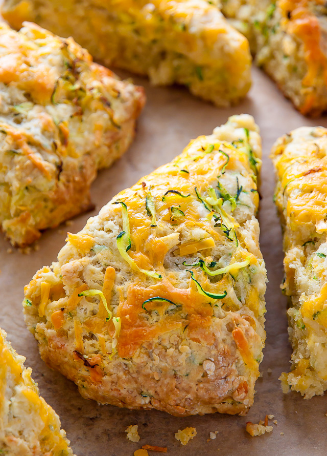 My favorite savory scone recipe loaded with sharp cheddar cheese and fresh zucchini! Who knew veggies could taste this good!?