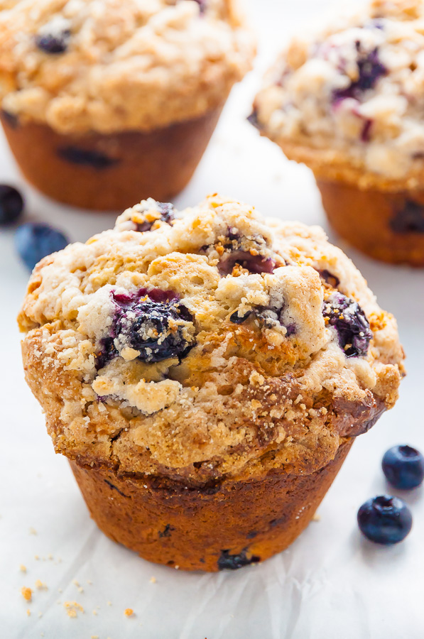 Giant Blueberry Muffins with Streusel Topping.
