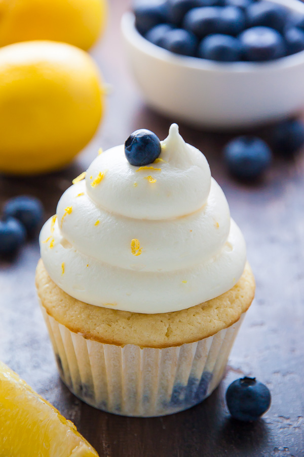 My favorite Lemon Blueberry Cupcakes! Topped with homemade Lemon Cream Cheese Frosting and Fresh Blueberries, they're simply irresistible.