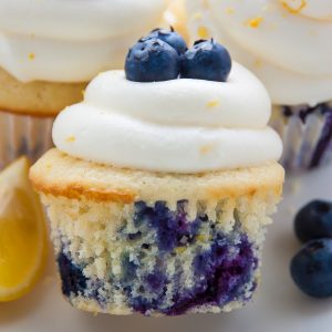 My favorite Lemon Blueberry Cupcakes! Topped with homemade Lemon Cream Cheese Frosting and Fresh Blueberries, they're simply irresistible.