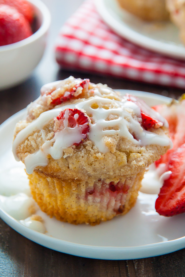 Sweet and supremely moist Strawberry Crumb Muffins! A summertime favorite.