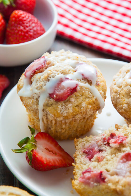 Sweet and supremely moist Strawberry Crumb Muffins! A summertime favorite.