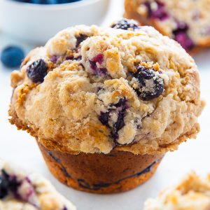 Moist and fluffy, my homemade JUMBO Blueberry Crumb Muffins are even better than the ones from the bakery!