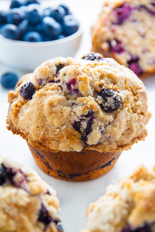 Moist and fluffy, my homemade JUMBO Blueberry Crumb Muffins are even better than the ones from the bakery!