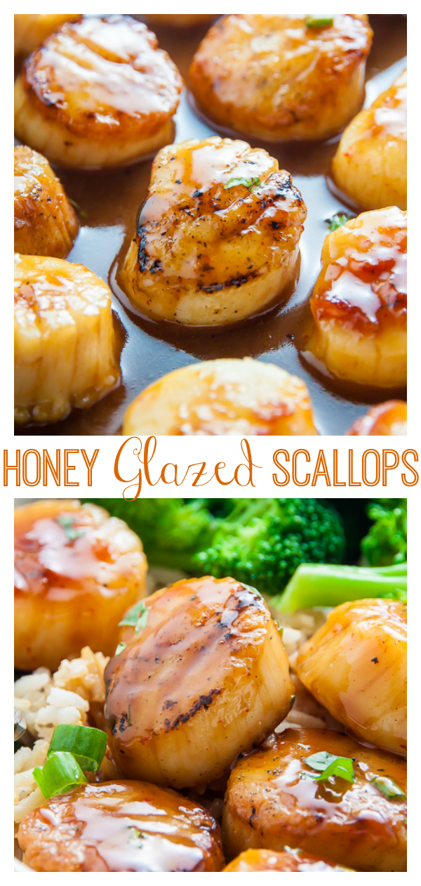 Honey-Glazed Scallops are ready in just 15 minutes! Serve these sweet scallops with rice and broccoli for a light and healthy dinner.