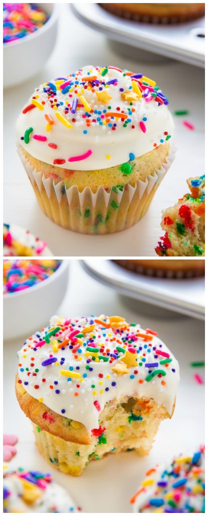 Homemade BROWN BUTTER Funfetti Cupcakes!