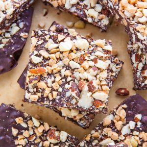 Roasted Almond Toffee Bark made with 3 simple ingredients!